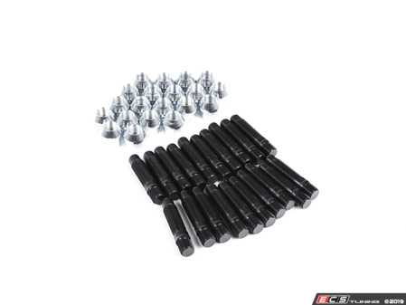 ES#3552543 - LS063535C - Competition Wheel Stud Conversion Kit - Steel Conical Seat Nuts - 35mm Front / 35mm Rear - Set of 20 Black Zinc coated studs and steel conical seat lug nuts - Rennline - Porsche