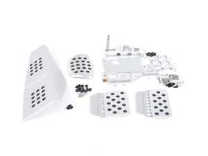 ES#2839381 - A143P6259SLVSLV - 3 Piece Pedal Set - Rubber Grip - Silver Pedals / Silver Extensions - Adjustable Throttle, Brake, and Dead Pedal - Rennline - Porsche
