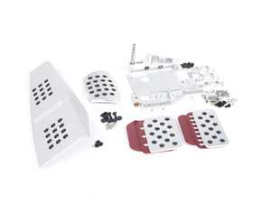 ES#2839380 - A143P6259SLVRED - 3 Piece Pedal Set - Rubber Grip - Silver Pedals / Red Extensions - Adjustable Throttle, Brake, and Dead Pedal - Rennline - Porsche