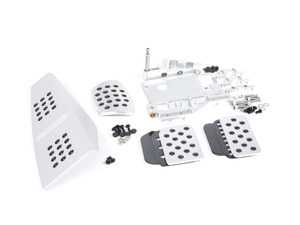 ES#2839379 - A143P6259SLVBLK - 3 Piece Pedal Set - Rubber Grip - Silver Pedals / Black Extensions - Adjustable Throttle, Brake, and Dead Pedal - Rennline - Porsche