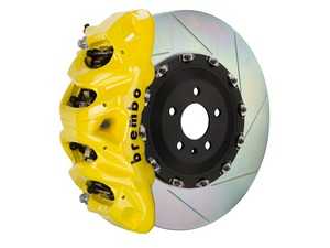 ES#3662285 - 1Q2.9607A5K - Brembo GT Front Big Brake Kit - 2 Piece Slotted Rotors (412x38mm) - Featuring yellow 8 piston calipers, stainless brake lines, and Brembo Sport brake pads - Brembo - Audi