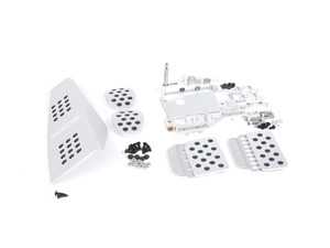 ES#2839369 - A143P6059SLVSLV - 4 Piece Pedal Set - Rubber Grip - Silver Pedals / Silver Extensions - Adjustable Throttle, Brake, Clutch, and Dead Pedal - Rennline - Porsche