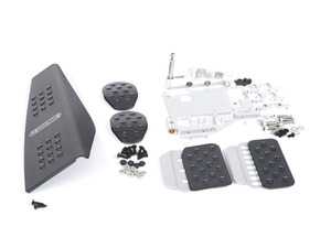 ES#2839354 - A143P6059BLKSLV - 4 Piece Pedal Set - Rubber Grip - Black Pedals / Silver Extensions - Adjustable Throttle, Brake, Clutch, and Dead Pedal - Rennline - Porsche