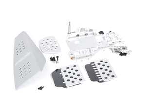 ES#2839343 - A143P2219SLVBLK - 3 Piece Pedal Set - Perforated - Silver Pedals / Black Extensions - Adjustable Throttle, Brake, and Dead Pedal - Rennline - Porsche