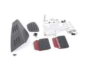 ES#2839341 - A143P2219BLKRED - 3 Piece Pedal Set - Perforated - Black Pedals / Red Extensions - Adjustable Throttle, Brake, and Dead Pedal - Rennline - Porsche