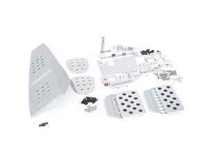 ES#2839333 - A143P2119SLVSLV - 4 Piece Pedal Set - Perforated - Silver Pedals / Silver Extensions - Adjustable Throttle, Brake, Clutch, and Dead Pedal - Rennline - Porsche