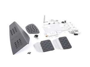 ES#2839330 - A143P2119BLKSLV - 4 Piece Pedal Set - Perforated - Black Pedals / Silver Extensions - Adjustable Throttle, Brake, Clutch, and Dead Pedal - Rennline - Porsche