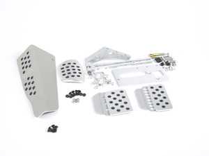 ES#3551837 - A133P6295SLVSLV - 3 Piece Pedal Set - Rubber Grip - Silver Pedals / Silver Extensions (RHD) - Adjustable Throttle, Brake, and Dead Pedal - Rennline - Porsche
