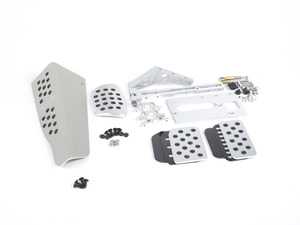 ES#3551835 - A133P6295SLVBLK - 3 Piece Pedal Set - Rubber Grip - Silver Pedals / Black Extensions (RHD) - Adjustable Throttle, Brake, and Dead Pedal - Rennline - Porsche
