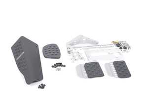 ES#3551834 - A133P6295BLKSLV - 3 Piece Pedal Set - Rubber Grip - Black Pedals / Silver Extensions (RHD) - Adjustable Throttle, Brake, and Dead Pedal - Rennline - Porsche
