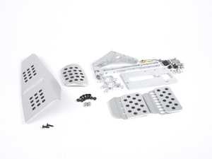 ES#2839315 - A133P6259SLVSLV - 3 Piece Pedal Set - Rubber Grip - Silver Pedals / Silver Extensions - Adjustable Throttle, Brake, and Dead Pedal - Rennline - Porsche