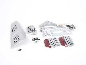 ES#2839314 - A133P6259SLVRED - 3 Piece Pedal Set - Rubber Grip - Silver Pedals / Red Extensions - Adjustable Throttle, Brake, and Dead Pedal - Rennline - Porsche