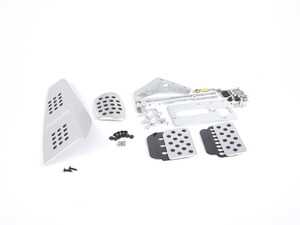 ES#2839313 - A133P6259SLVBLK - 3 Piece Pedal Set - Rubber Grip - Silver Pedals / Black Extensions - Adjustable Throttle, Brake, and Dead Pedal - Rennline - Porsche