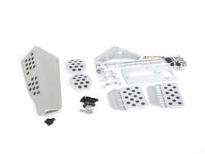 ES#2839303 - A133P6095SLVSLV - 4 Piece Pedal Set - Rubber Grip - Silver Pedals / Silver Extensions (RHD) - Adjustable Throttle, Brake, Clutch, and Dead Pedal - Rennline - Porsche