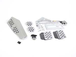 ES#2839301 - A133P6095SLVBLK - 4 Piece Pedal Set - Rubber Grip - Silver Pedals / Black Extensions (RHD) - Adjustable Throttle, Brake, Clutch, and Dead Pedal - Rennline - Porsche