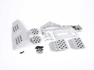 ES#2839297 - A133P6059SLVSLV - 4 Piece Pedal Set - Rubber Grip - Silver Pedals / Silver Extensions - Adjustable Throttle, Brake, Clutch, and Dead Pedal - Rennline - Porsche