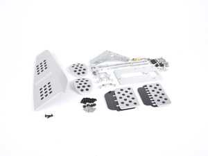 ES#2839295 - A133P6059SLVBLK - 4 Piece Pedal Set - Rubber Grip - Silver Pedals / Black Extensions - Adjustable Throttle, Brake, Clutch, and Dead Pedal - Rennline - Porsche