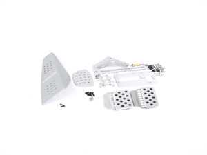 ES#2839273 - A133P2219SLVSLV - 3 Piece Pedal Set - Perforated - Silver Pedals / Silver Extensions - Adjustable Throttle, Brake, and Dead Pedal - Rennline - Porsche