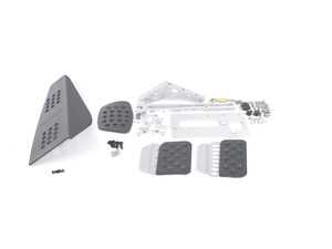 ES#2839270 - A133P2219BLKSLV - 3 Piece Pedal Set - Perforated - Black Pedals / Silver Extensions - Adjustable Throttle, Brake, and Dead Pedal - Rennline - Porsche