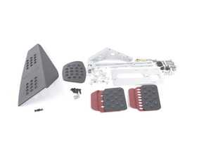 ES#2839269 - A133P2219BLKRED - 3 Piece Pedal Set - Perforated - Black Pedals / Red Extensions - Adjustable Throttle, Brake, and Dead Pedal - Rennline - Porsche