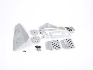 ES#2839261 - A133P2119SLVSLV - 4 Piece Pedal Set - Perforated - Silver Pedals / Silver Extensions - Adjustable Throttle, Brake, Clutch, and Dead Pedal - Rennline - Porsche