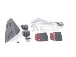 ES#2839257 - A133P2119BLKRED - 4 Piece Pedal Set - Perforated - Black Pedals / Red Extensions - Adjustable Throttle, Brake, Clutch, and Dead Pedal - Rennline - Porsche
