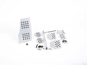 ES#2839237 - A122P6053SLVSLV - 4 Piece Pedal Set - Rubber Grip - Silver Pedals / Silver Extensions - Throttle, Clutch, Brake, and Dead Pedal - Rennline - Porsche
