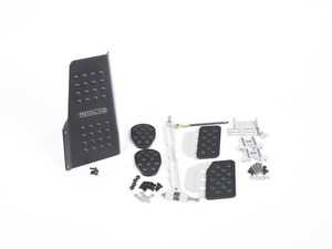 ES#2839234 - A122P6053BLKSLV - 4 Piece Pedal Set - Rubber Grip - Black Pedals / Silver Extensions - Throttle, Clutch, Brake, and Dead Pedal - Rennline - Porsche