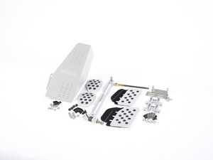 ES#2839223 - A122P6051SLVBLK - 4 Piece Pedal Set - Rubber Grip - Silver Pedals / Black Extensions - Adjustable Throttle, Clutch, Brake, and Dead Pedal - Rennline - Porsche