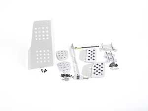 ES#2839213 - A122P2113SLVSLV - 4 Piece Pedal Set - Perforated - Silver Pedals / Silver Extensions - Throttle, Clutch, Brake, and Dead Pedal - Rennline - Porsche