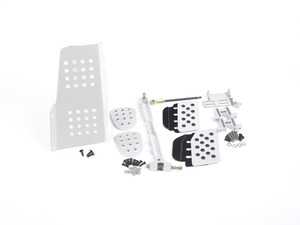 ES#2839211 - A122P2113SLVBLK - 4 Piece Pedal Set - Perforated - Silver Pedals / Black Extensions - Throttle, Clutch, Brake, and Dead Pedal - Rennline - Porsche