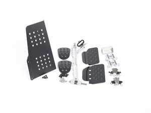 ES#2839208 - A122P2113BLKBLK - 4 Piece Pedal Set - Perforated - Black Pedals / Black Extensions - Throttle, Clutch, Brake, and Dead Pedal - Rennline - Porsche
