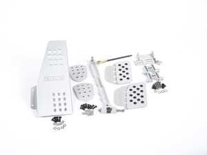 ES#2839201 - A122P2111SLVSLV - 4 Piece Pedal Set - Perforated - Silver Pedals / Silver Extensions - Throttle, Clutch, Brake, and Dead Pedal - Rennline - Porsche