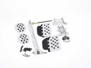 ES#2839247 - A122P60SLVBLK - 3 Piece Pedal Set - Rubber Grip - Silver Pedals / Black Extensions - Adjustable Throttle Pedal, Clutch, Brake - Rennline - Porsche