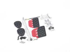 ES#2839245 - A122P60BLKRED - 3 Piece Pedal Set - Rubber Grip - Black Pedals / Red Extensions - Adjustable Throttle Pedal, Clutch, Brake - Rennline - Porsche