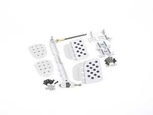 ES#2839219 - A122P21SLVSLV - 3 Piece Pedal Set - Perforated Grip - Silver Pedals / Silver Extensions - Adjustable Throttle Pedal, Clutch, Brake - Rennline - Porsche