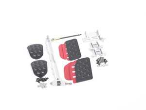 ES#2839215 - A122P21BLKRED - 3 Piece Pedal Set - Perforated Grip - Black Pedals / Red Extensions - Adjustable Throttle Pedal, Clutch, Brake - Rennline - Porsche