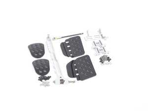 ES#2839214 - A122P21BLKBLK - 3 Piece Pedal Set - Perforated Grip - Black Pedals / Black Extensions - Adjustable Throttle Pedal, Clutch, Brake - Rennline - Porsche