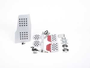 ES#2839182 - A121P6053SLVRED - Rennline (Rev2) - 4PC Pedal Set - Rubber Grip - Silver Pedals / Red Extensions - Throttle, Clutch, Brake, Dead Pedal - Rennline - Porsche