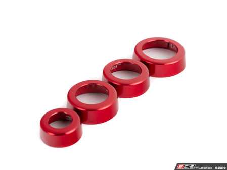 ES#3551209 - 019290ecs01-03KT - Audi B8 Billet Aluminum Control Ring Kit - SMOOTH - Red Anodized - Set of four billet aluminum trim rings for your climate control, MMI, and volume knobs. - ECS - Audi
