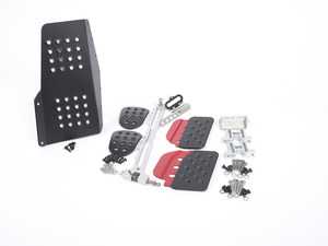 ES#2839167 - A121P2113BLKRED - Rennline (Rev2) - 4PC Pedal Set - Perforated - Black Pedals / Red Extensions - Throttle, Clutch, Brake, and Dead Pedal - Rennline - Porsche