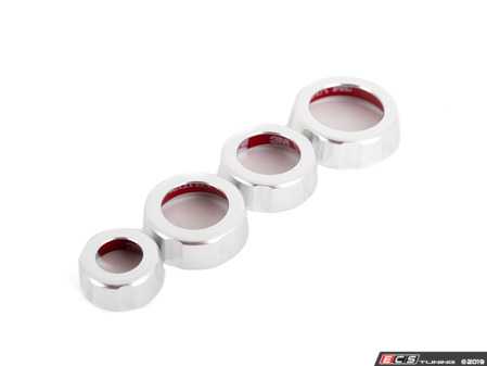 ES#3551210 - 019290ecs02-01KT - Audi B8 Billet Aluminum Control Ring Kit - NOTCHED - Clear Anodized - Set of four billet aluminum trim rings for your climate control, MMI, and volume knobs. - ECS - Audi