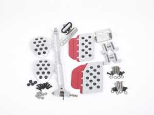ES#2839188 - A121P60SLVRED - Rennline (Rev2) - 3PC Pedal Set - Rubber Grip - Silver Pedals / Red Extensions - Throttle, Clutch, Brake - Rennline - Porsche