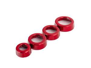 ES#3551212 - 019290ecs02-03KT - Audi B8 Billet Aluminum Control Ring Kit - NOTCHED - Red Anodized - (NO LONGER AVAILABLE) - Set of four billet aluminum trim rings for your climate control, MMI, and volume knobs. - ECS - 