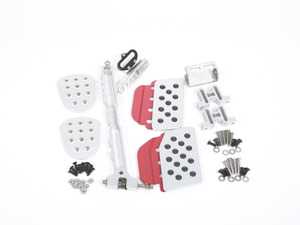 ES#2839176 - A121P21SLVRED - Rennline (Rev2) - 3PC Pedal Set - Perforated - Silver Pedals / Red Extensions - Throttle, Brake, Clutch - Rennline - Porsche