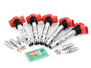 ES#2785173 - 079905626ekt - Ignition Service Kit - Includes five genuine OEM red coil packs and OEM spark plugs - Genuine Volkswagen Audi - Audi