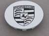ES#3214227 - 9P16011478Z8 - Silver Concave Center Cap With Black Porsche Crest - Priced Each - Beautiful OEM crested cap - 4 required - Genuine Porsche - Porsche