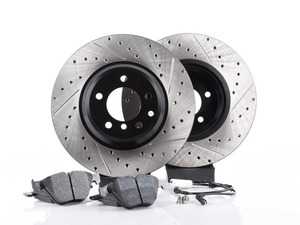 ES#3537198 - 025997ECS093KT6 - Performance Front & Rear Brake Service Kit - Featuring ECS V5 cross-drilled & slotted rotors with ECS EP24 Enthusiast Performance brake pads - Assembled By ECS - BMW