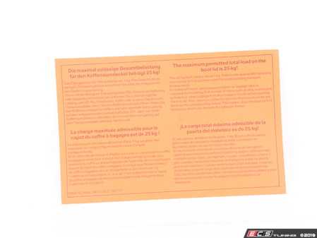 ES#12612 - 01290150777 - LABEL - Genuine BMW - BMW