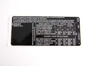ES#185219 - 71242228861 - Tire Pressure Label - Genuine BMW - BMW